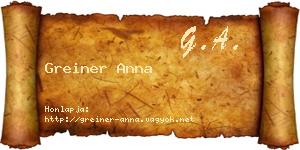 Greiner Anna névjegykártya